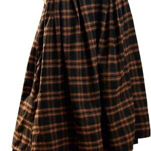 Plaid Skirts for Women High Waist Long Skirt with Pockets